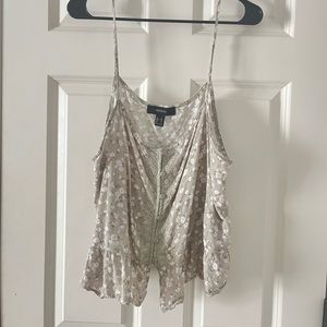 Light Green Floral Spaghetti Strap Crop Top